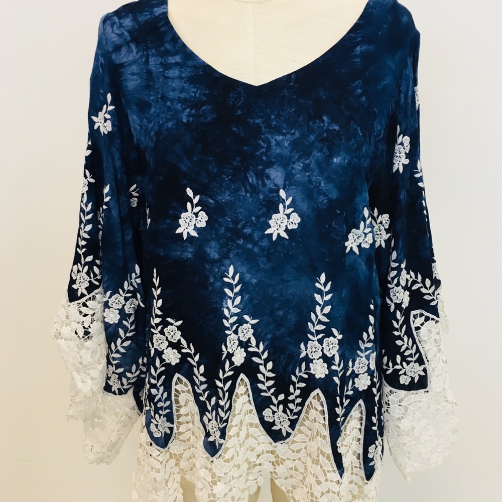 Peasant style tie dye blouse